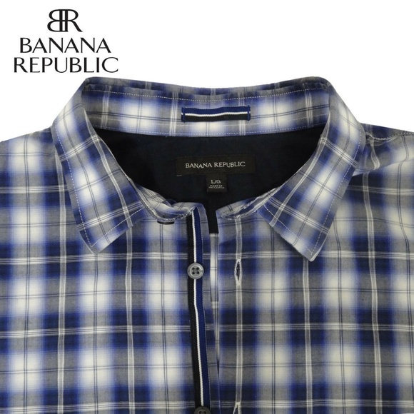 Banana Republic Collared Casual Shirt Size L Blue. - Picture 2 of 6